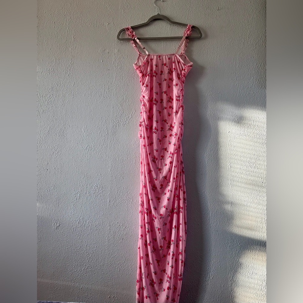 Pink rosette set | long dress with matching panty - Picture 3 of 5